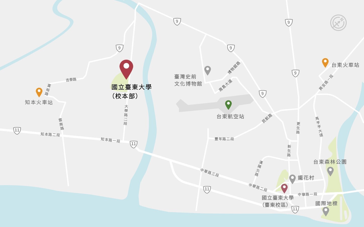 台東大學兩校區地圖